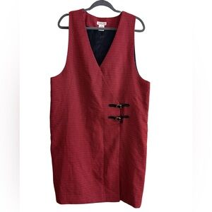 Talbots Red and Black Houndstooth Sleeveless Buckle Dress Size 12 Retro Workwear